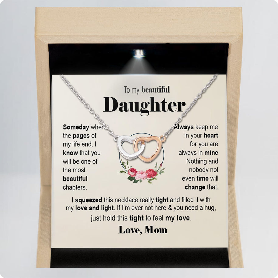 To My Daughter Necklace From Mom With Message Card - Filled with Love & Light