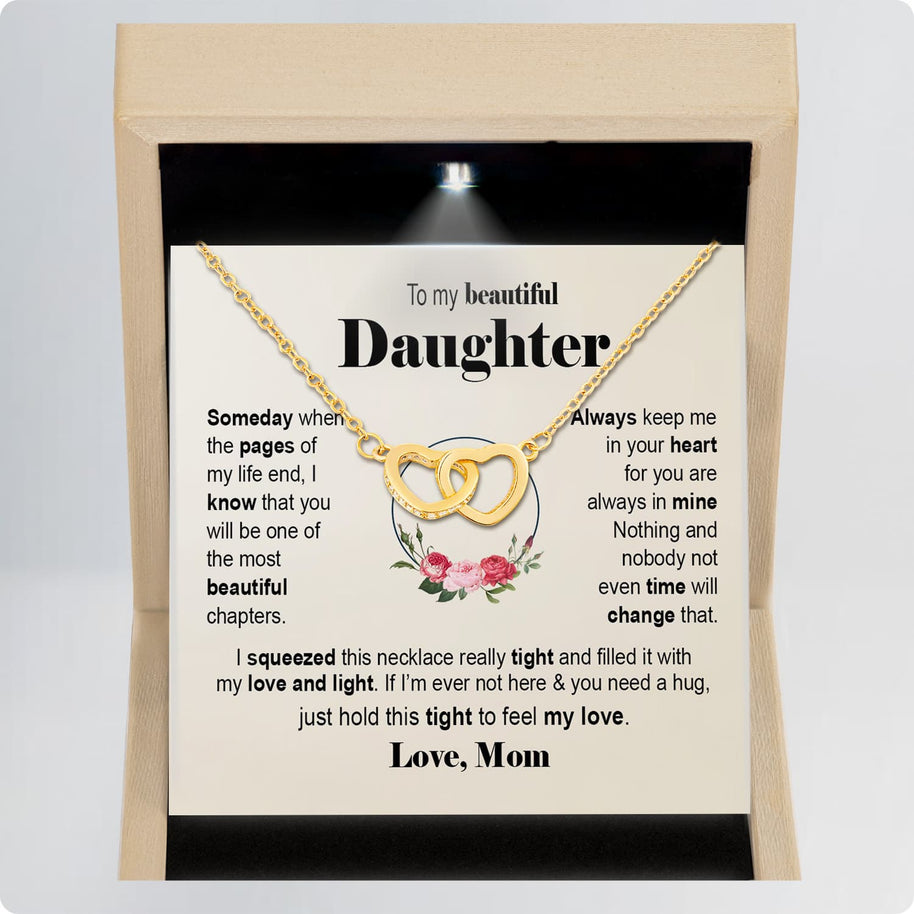 To My Daughter Necklace From Mom With Message Card - Filled with Love & Light