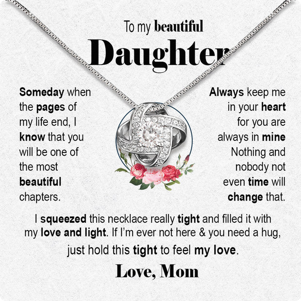 To My Daughter Necklace From Mom With Heartfelt Message Card, Jewelry For Daughter, Daughter Gift From Mom On Birthday, Wedding, Christmas, Graduation