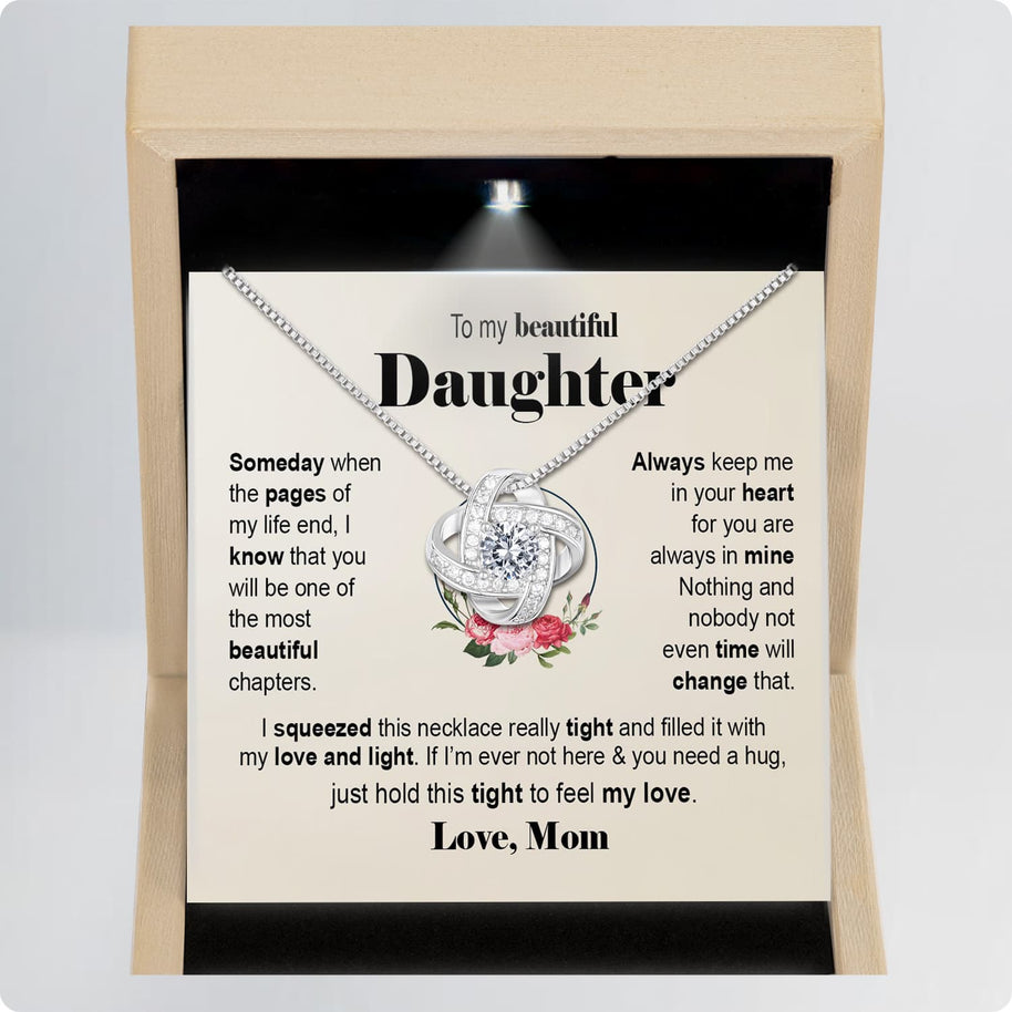 To My Daughter Necklace From Mom With Message Card - Filled with Love & Light