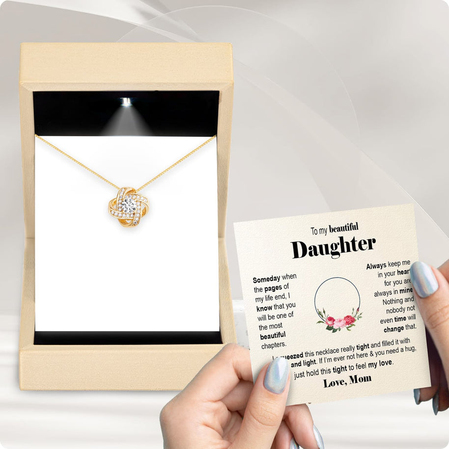 To My Daughter Necklace From Mom With Message Card - Filled with Love & Light