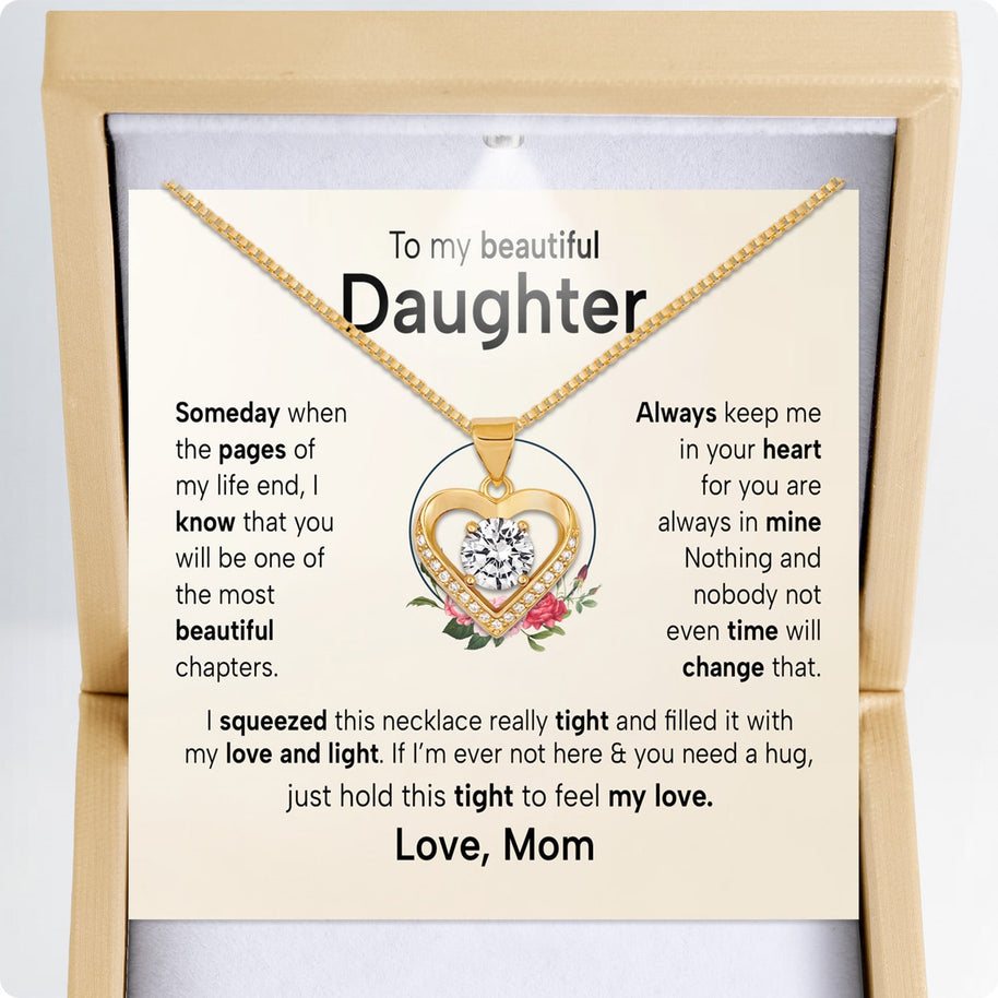 To My Daughter Heart Necklace From Mom With Heartfelt Message - Unique Jewelry For Daughter - Always in Mine