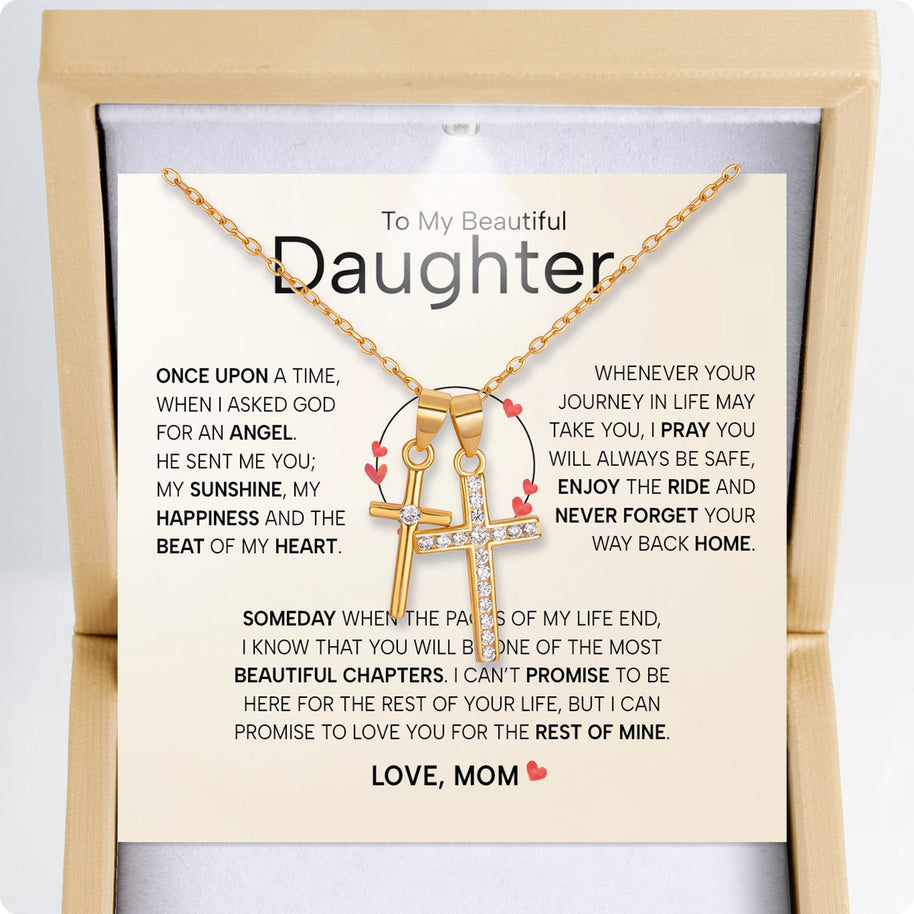 To My Daughter Cross Necklace From Mom With Heartfelt Message - Unique Jewelry For Daughter - My Sunshine