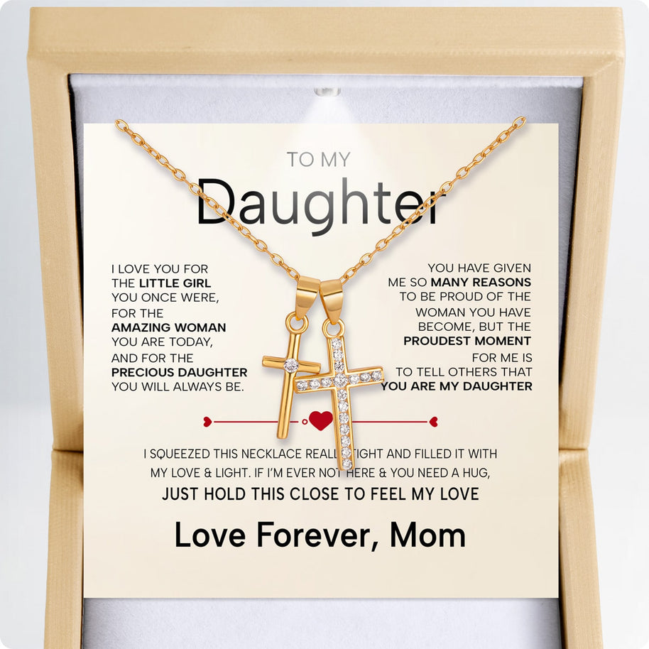 To My Daughter Cross Necklace From Mom With Heartfelt Message - Unique Jewelry For Daughter - You Are My Daughter