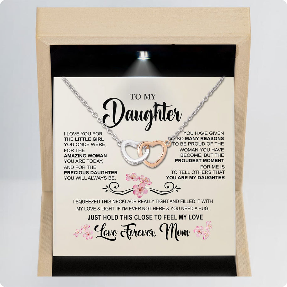 To My Daughter Necklace From Mom With Message Card - Hold This Tight to Feel My Love
