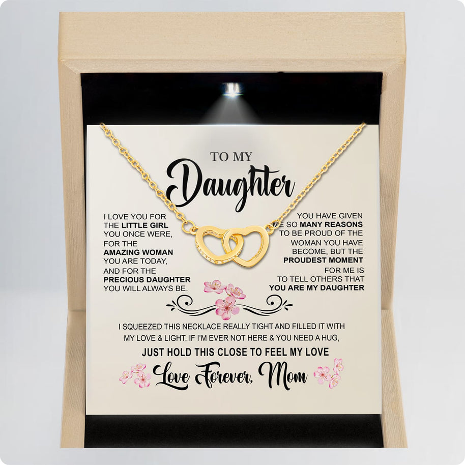 To My Daughter Necklace From Mom With Message Card - Hold This Tight to Feel My Love