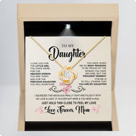 To My Daughter Necklace From Mom With Message Card - Hold This Tight to Feel My Love