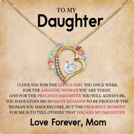 To My Daughter Necklace From Mom With Heartfelt Message Card, Jewelry For Daughter, Daughter Gift From Mom On Birthday, Wedding, Christmas, Graduation