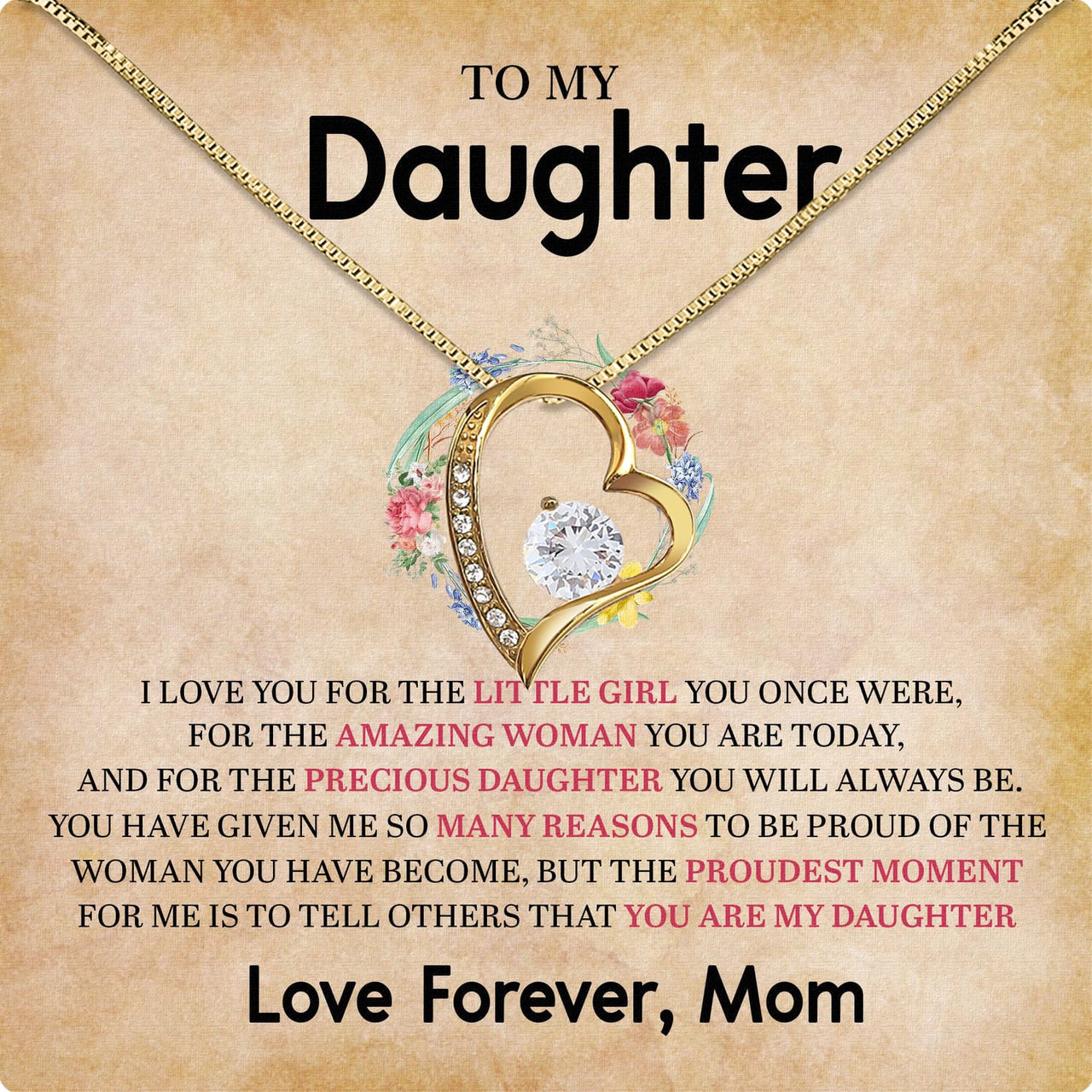 To My Daughter Necklace From Mom With Heartfelt Message Card, Jewelry For Daughter, Daughter Gift From Mom On Birthday, Wedding, Christmas, Graduation