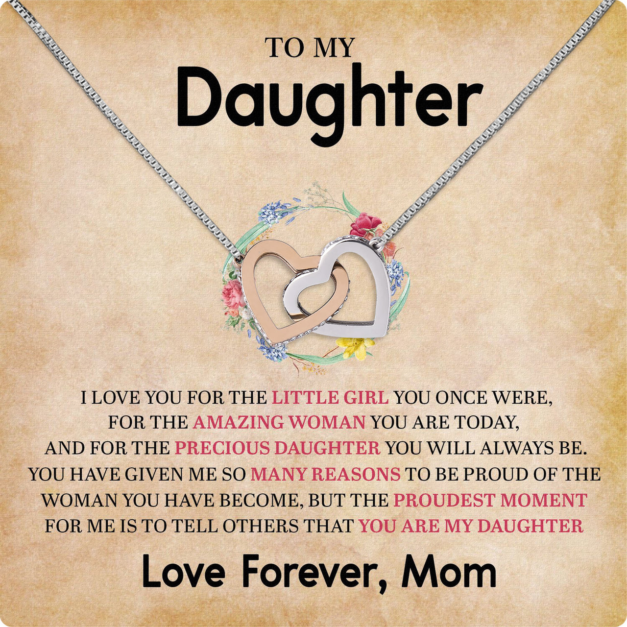 To My Daughter Necklace From Mom With Heartfelt Message Card, Jewelry For Daughter, Daughter Gift From Mom On Birthday, Wedding, Christmas, Graduation