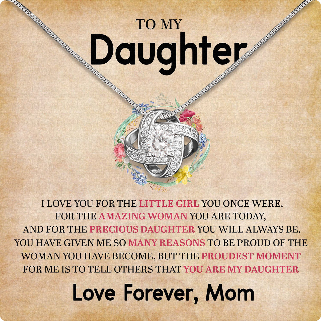 To My Daughter Necklace From Mom With Heartfelt Message Card, Jewelry For Daughter, Daughter Gift From Mom On Birthday, Wedding, Christmas, Graduation