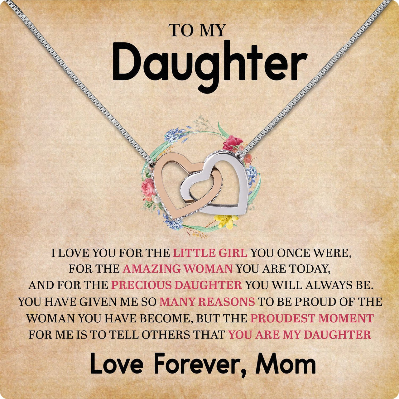 To My Daughter Necklace From Mom With Heartfelt Message Card, Jewelry For Daughter, Daughter Gift From Mom On Birthday, Wedding, Christmas, Graduation