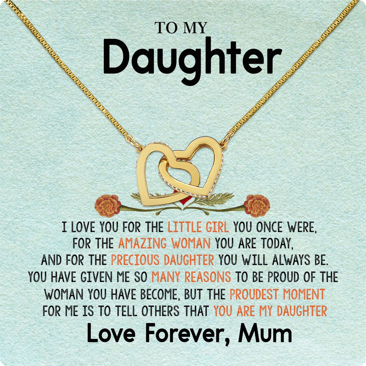 To My Daughter Necklace From Mom With Heartfelt Message Card, Jewelry For Daughter, Daughter Gift From Mom On Birthday, Wedding, Christmas, Graduation