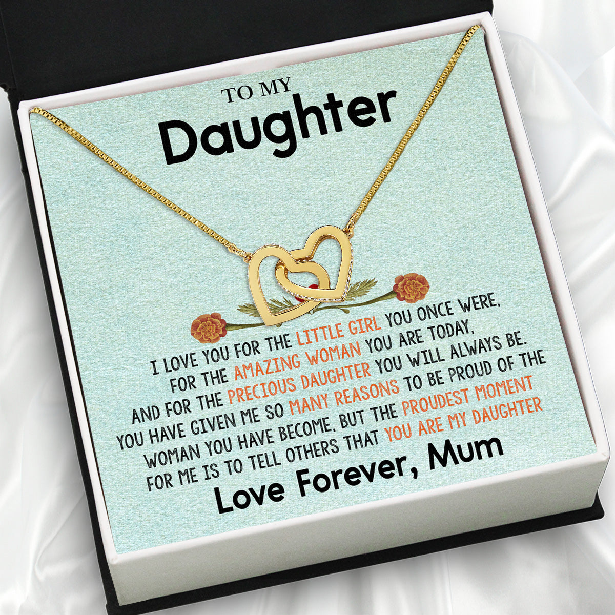 To My Daughter Necklace From Mom With Heartfelt Message Card, Jewelry For Daughter, Daughter Gift From Mom On Birthday, Wedding, Christmas, Graduation