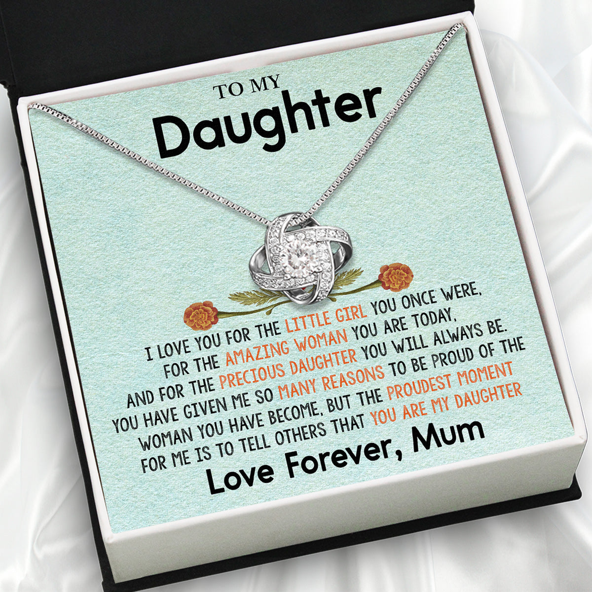 To My Daughter Necklace From Mom With Heartfelt Message Card, Jewelry For Daughter, Daughter Gift From Mom On Birthday, Wedding, Christmas, Graduation