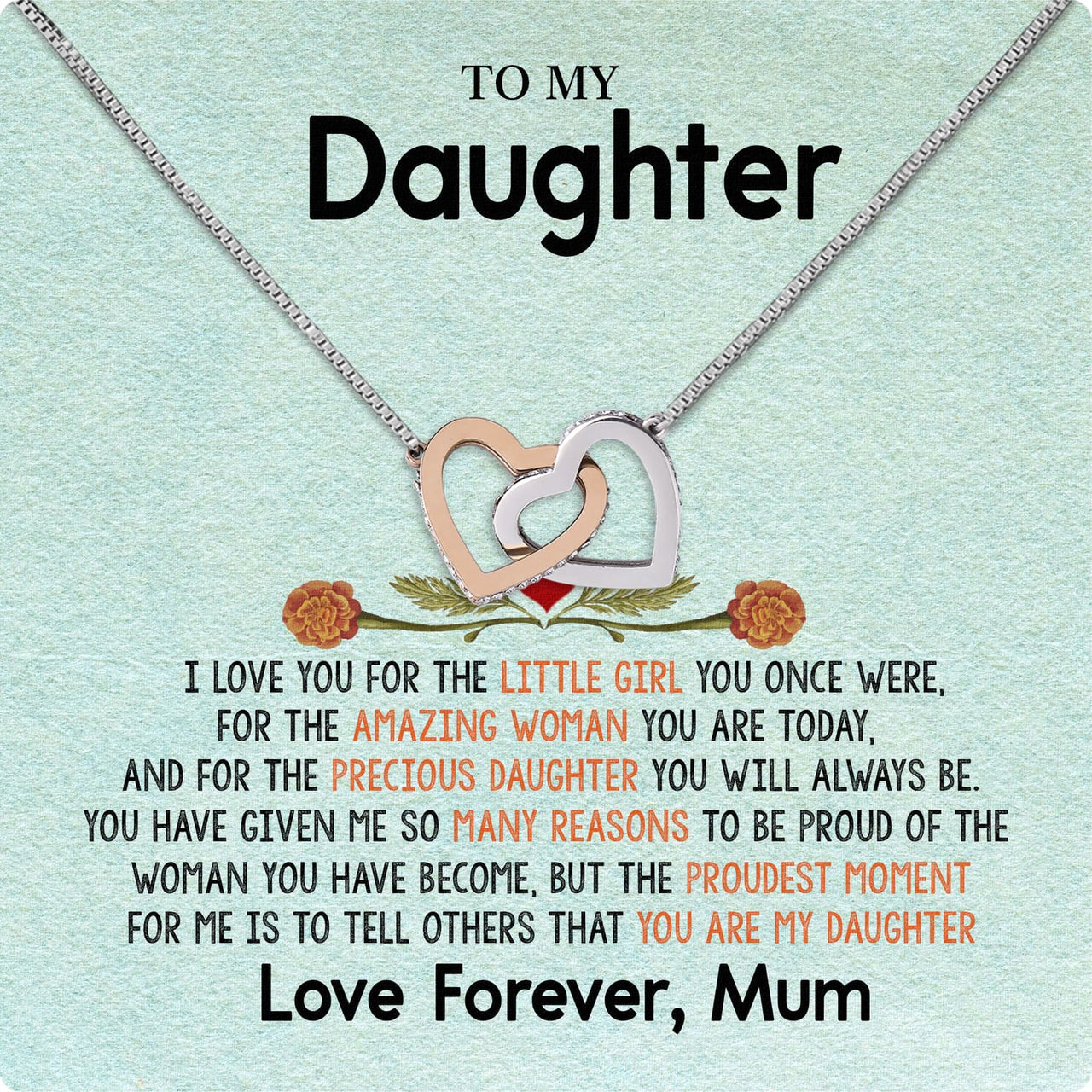 To My Daughter Necklace From Mom With Heartfelt Message Card, Jewelry For Daughter, Daughter Gift From Mom On Birthday, Wedding, Christmas, Graduation