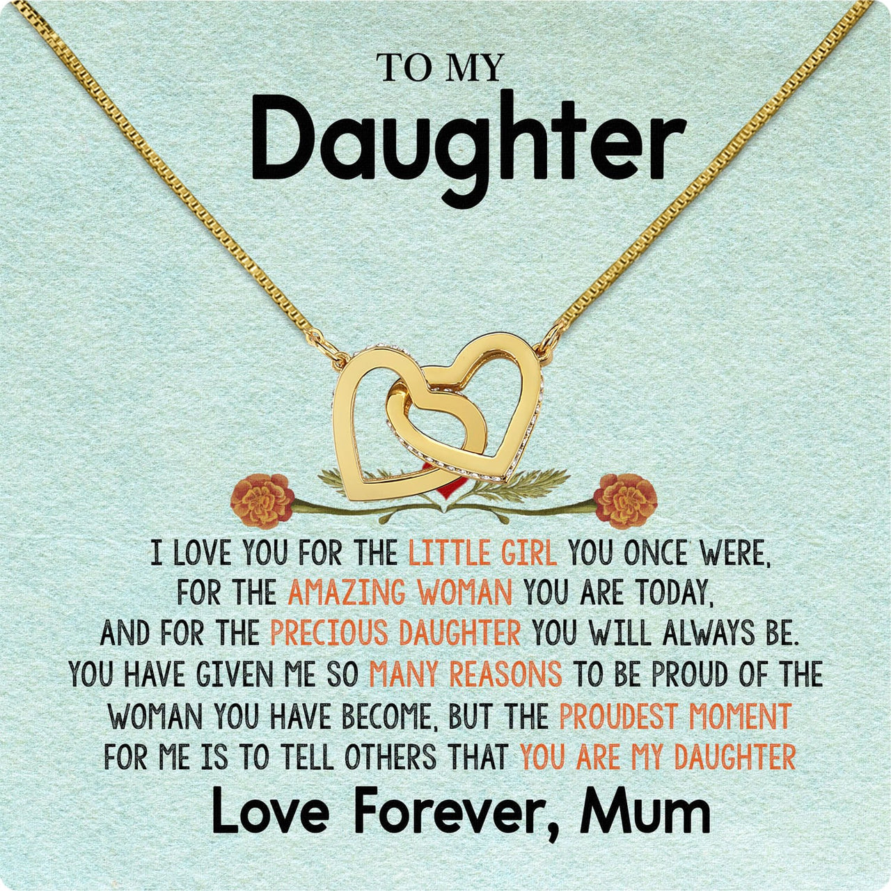 To My Daughter Necklace From Mom With Heartfelt Message Card, Jewelry For Daughter, Daughter Gift From Mom On Birthday, Wedding, Christmas, Graduation