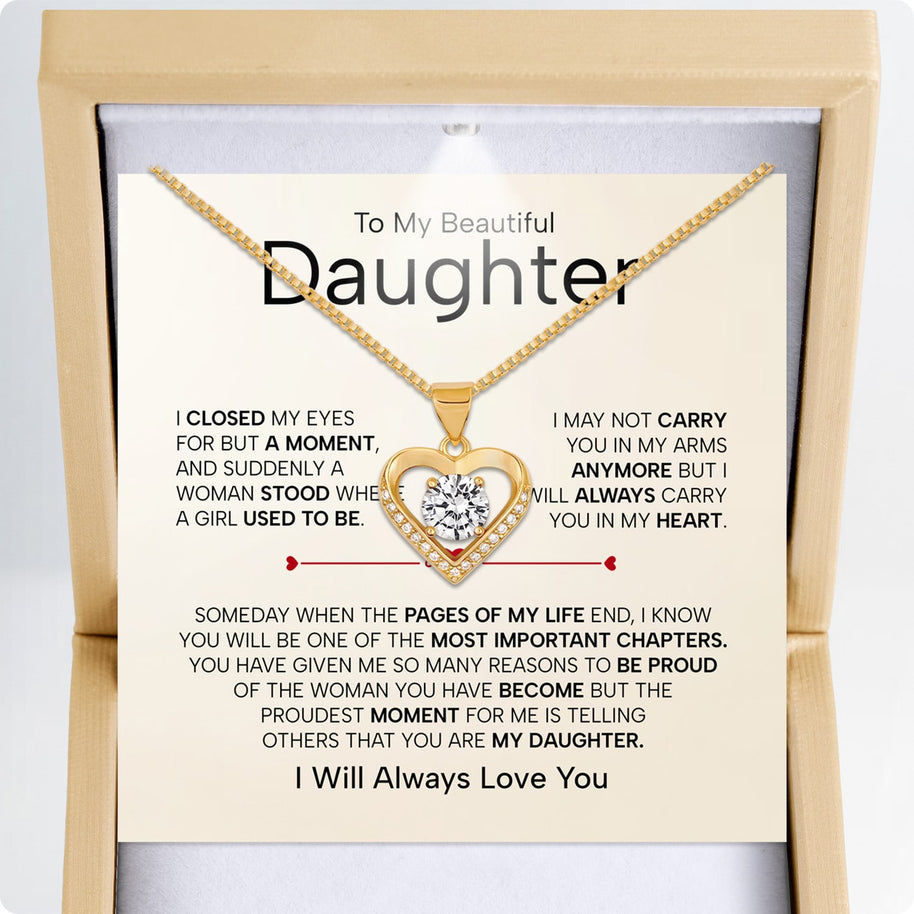 To My Daughter Heart Necklace From Mom With Heartfelt Message - Unique Jewelry For Daughter - Important Chapters
