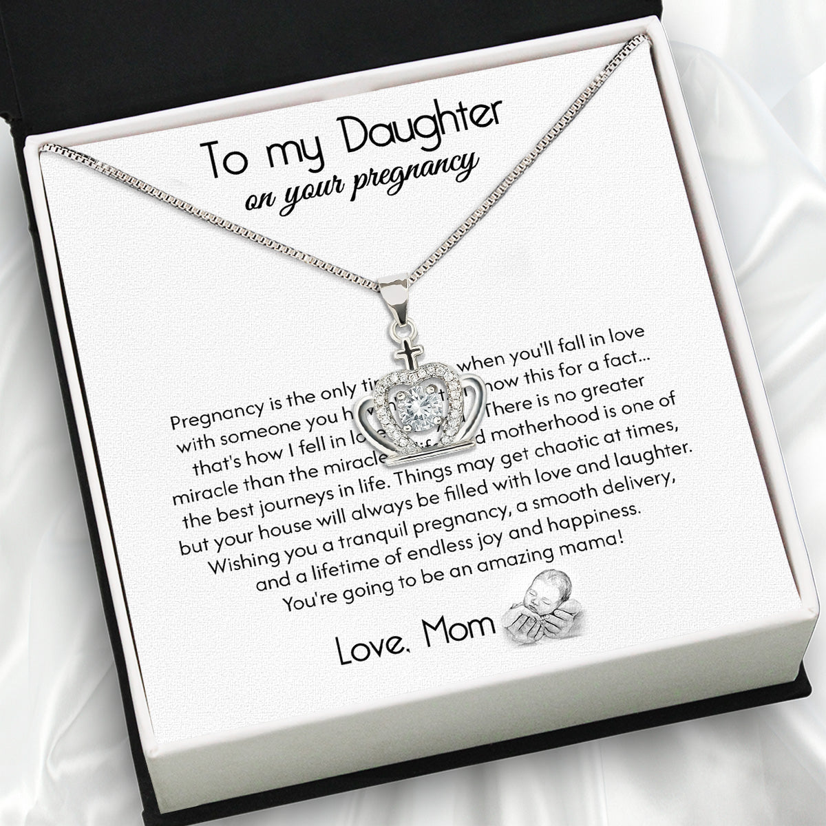 To My Daughter Necklace From Mom With Heartfelt Message Card, Jewelry For Daughter, Daughter Gift From Mom On Birthday, Wedding, Christmas, Graduation