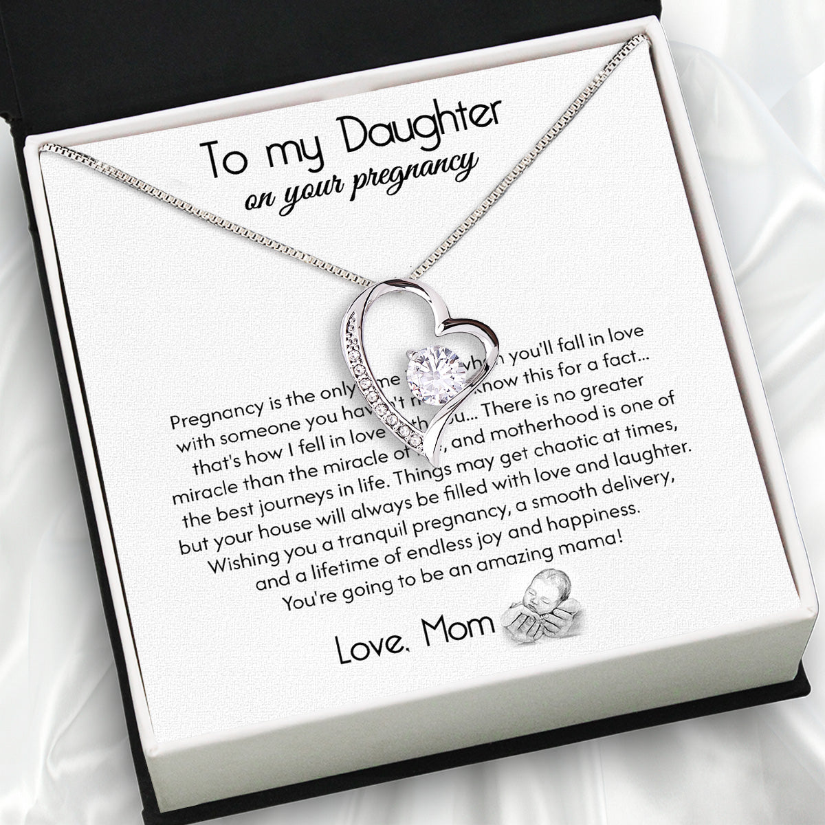 To My Daughter Necklace From Mom With Heartfelt Message Card, Jewelry For Daughter, Daughter Gift From Mom On Birthday, Wedding, Christmas, Graduation