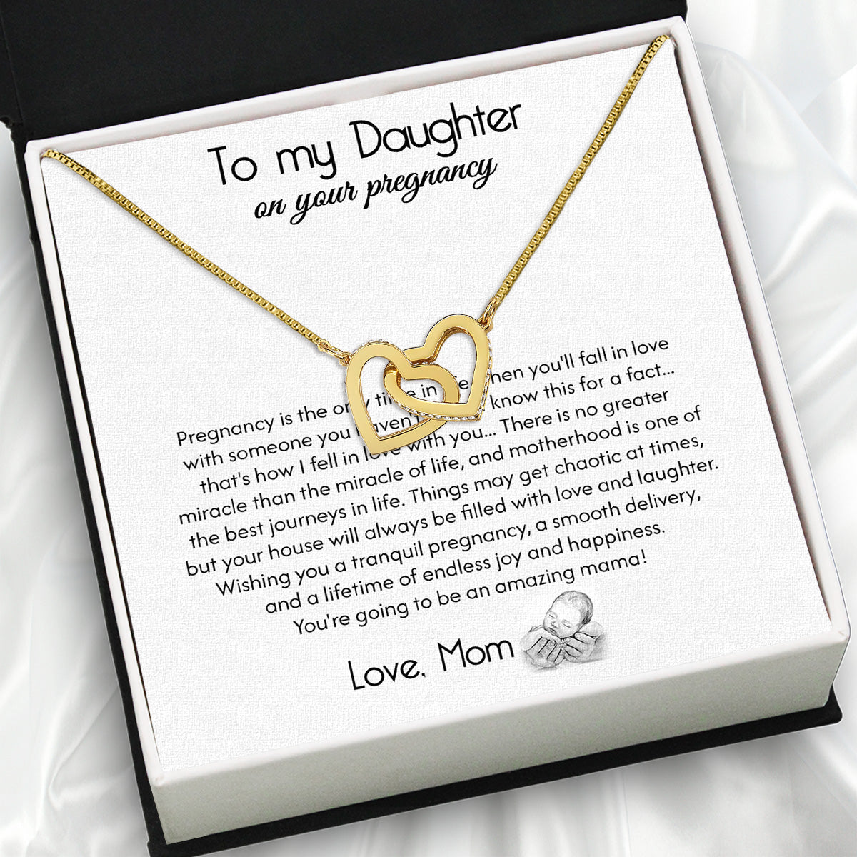 To My Daughter Necklace From Mom With Heartfelt Message Card, Jewelry For Daughter, Daughter Gift From Mom On Birthday, Wedding, Christmas, Graduation