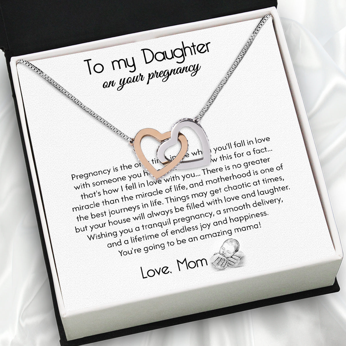 To My Daughter Necklace From Mom With Heartfelt Message Card, Jewelry For Daughter, Daughter Gift From Mom On Birthday, Wedding, Christmas, Graduation