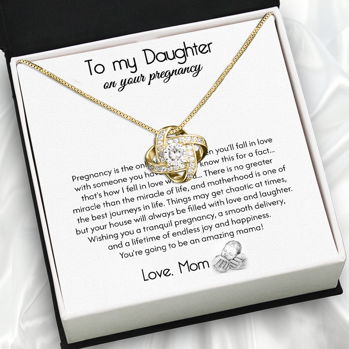 To My Daughter Necklace From Mom With Heartfelt Message Card, Jewelry For Daughter, Daughter Gift From Mom On Birthday, Wedding, Christmas, Graduation