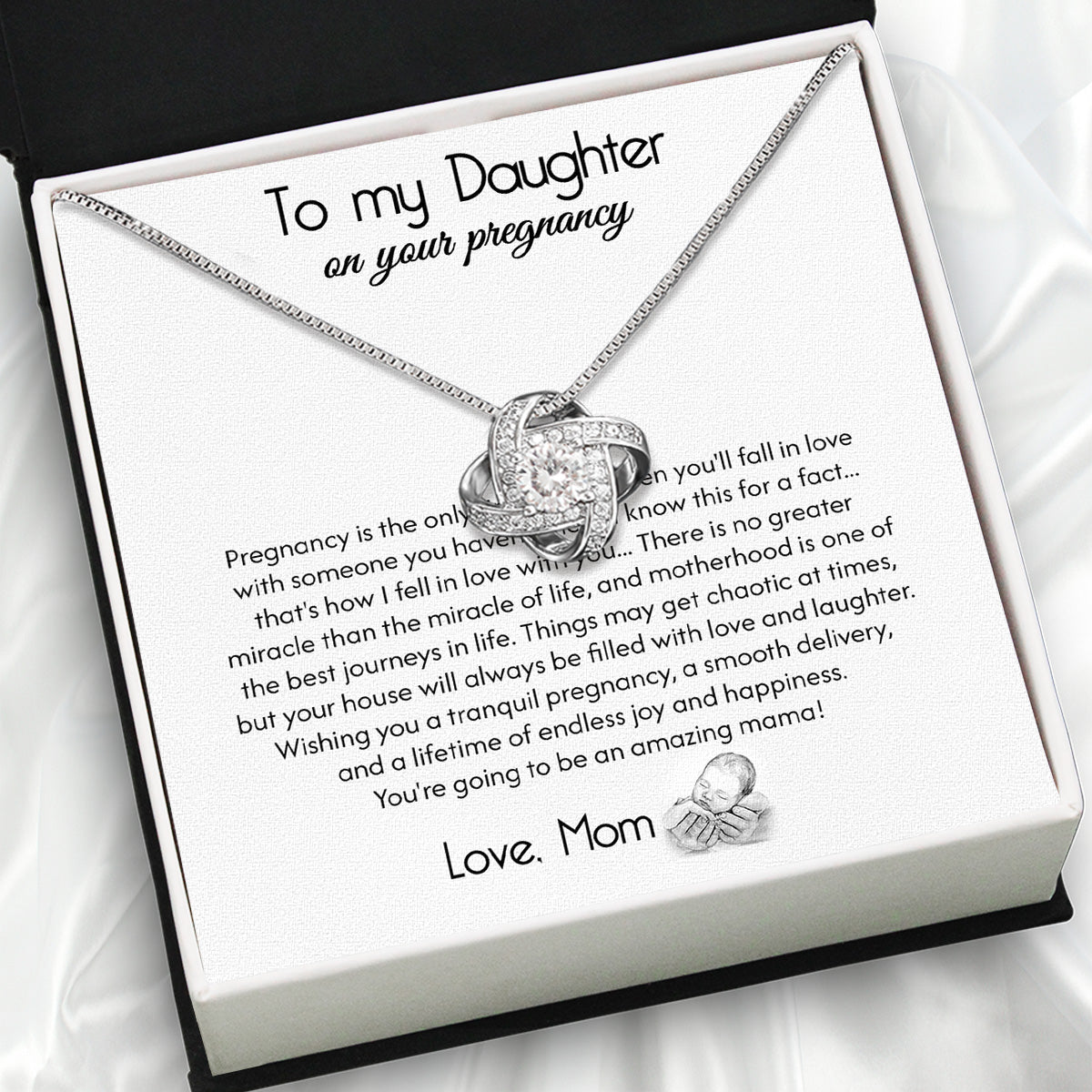 To My Daughter Necklace From Mom With Heartfelt Message Card, Jewelry For Daughter, Daughter Gift From Mom On Birthday, Wedding, Christmas, Graduation