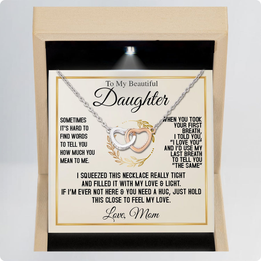 To My Daughter Necklace From Mom With Message Card - I Love You Forever & Always