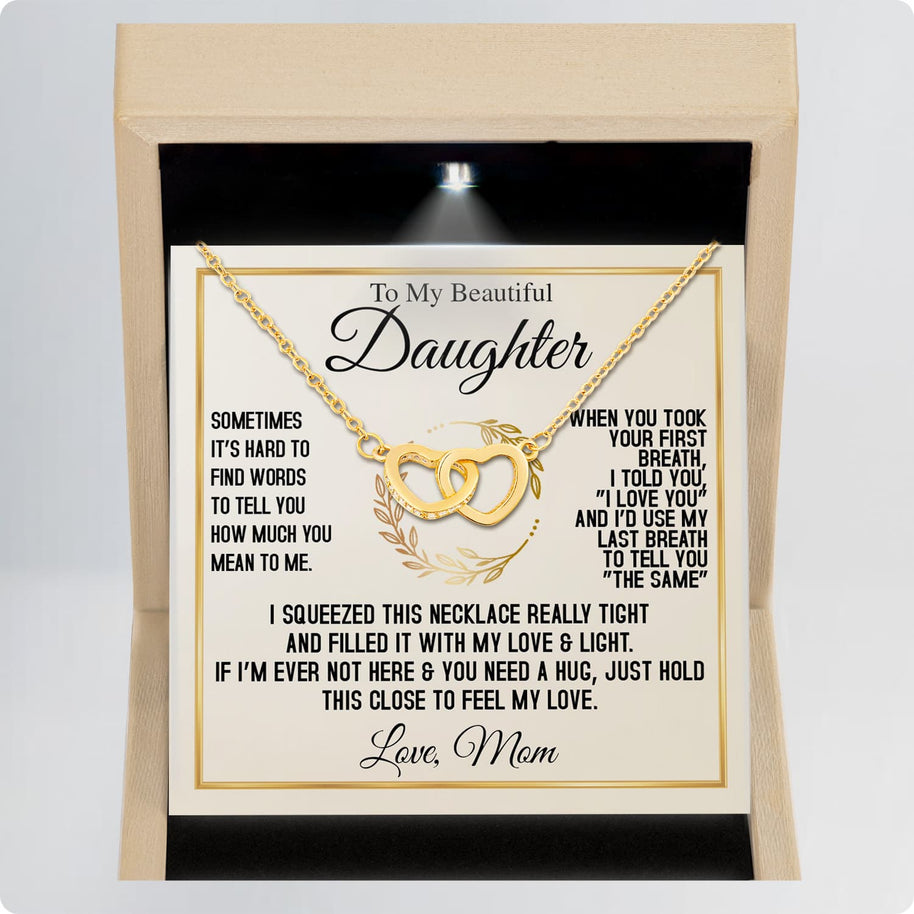 To My Daughter Necklace From Mom With Message Card - I Love You Forever & Always