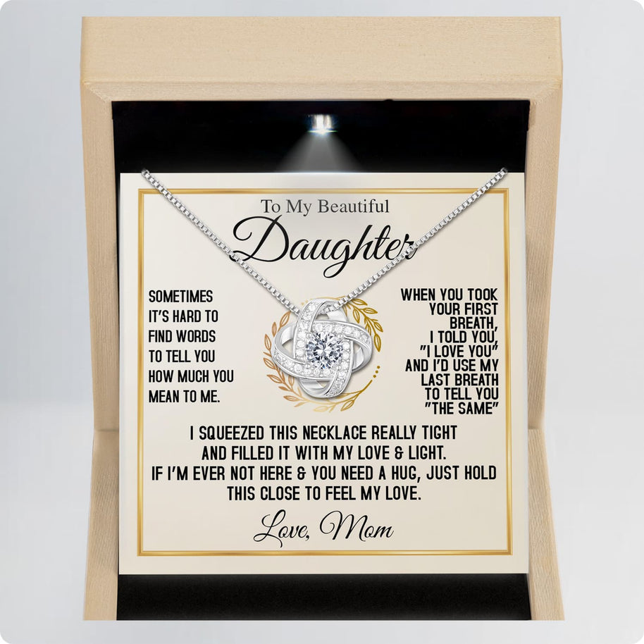 To My Daughter Necklace From Mom With Message Card - I Love You Forever & Always