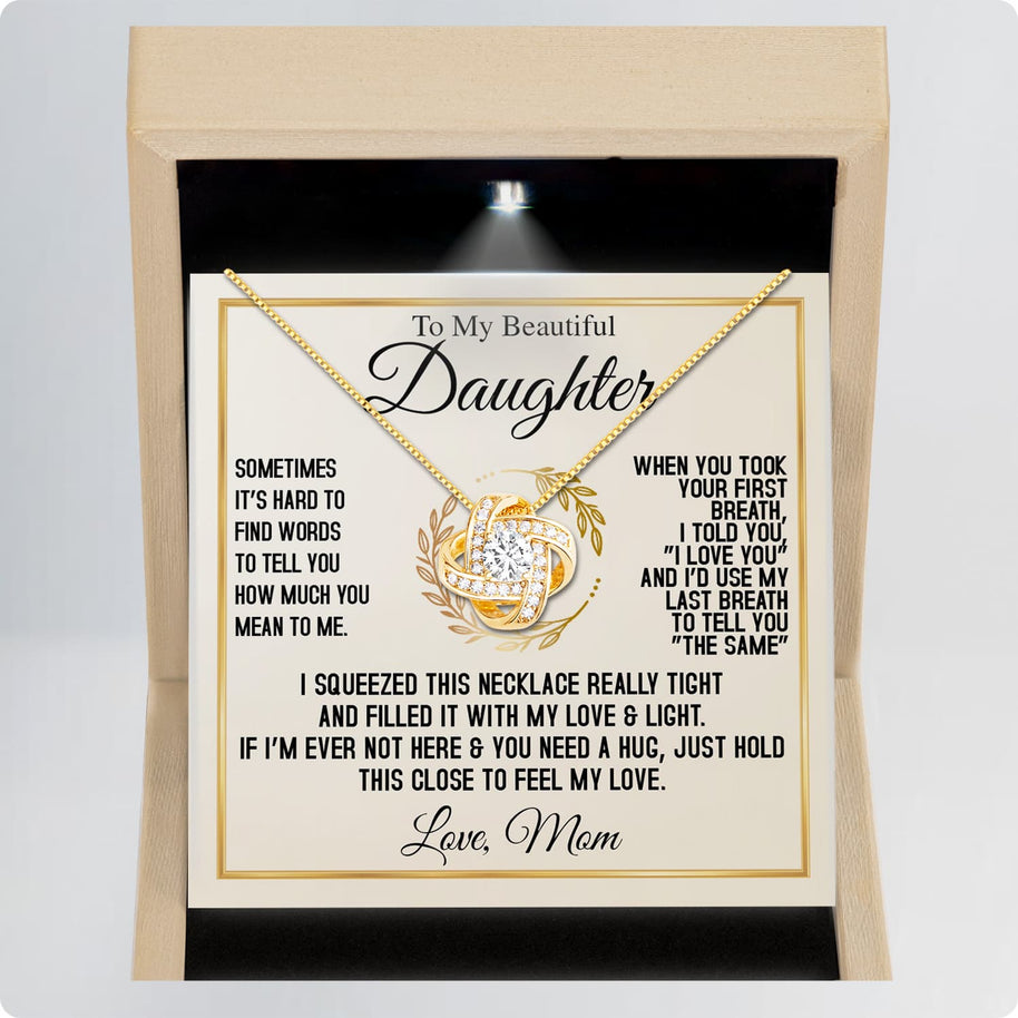 To My Daughter Necklace From Mom With Message Card - I Love You Forever & Always