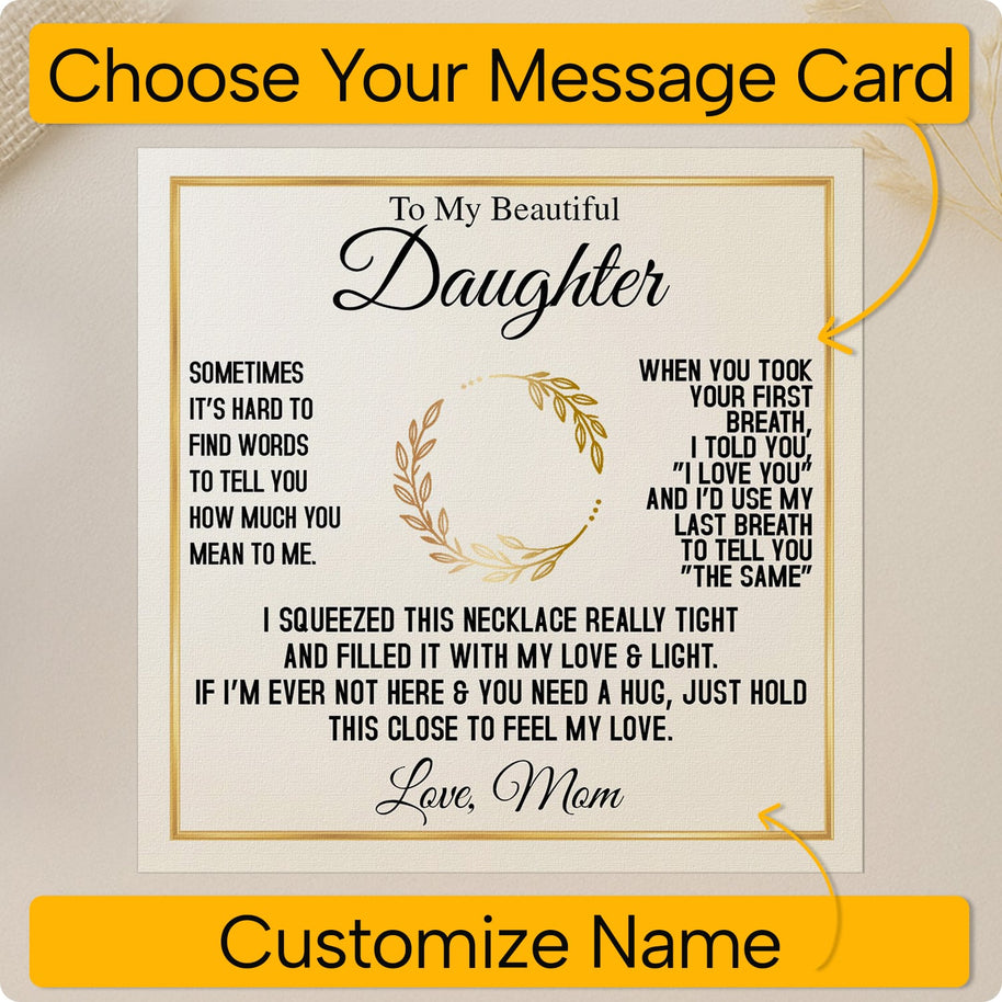 To My Daughter Necklace From Mom With Message Card - I Love You Forever & Always