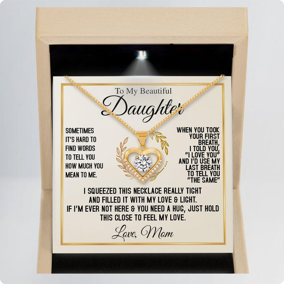 To My Daughter Necklace From Mom With Message Card - I Love You Forever & Always