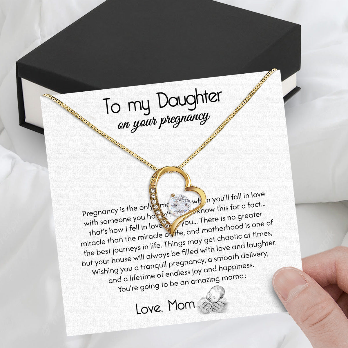 To My Daughter Necklace From Mom With Heartfelt Message Card, Jewelry For Daughter, Daughter Gift From Mom On Birthday, Wedding, Christmas, Graduation