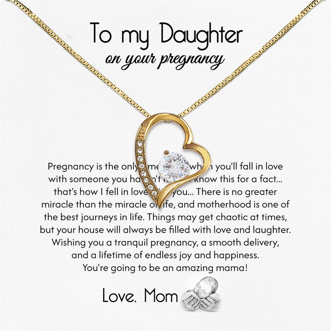 To My Daughter Necklace From Mom With Heartfelt Message Card, Jewelry For Daughter, Daughter Gift From Mom On Birthday, Wedding, Christmas, Graduation