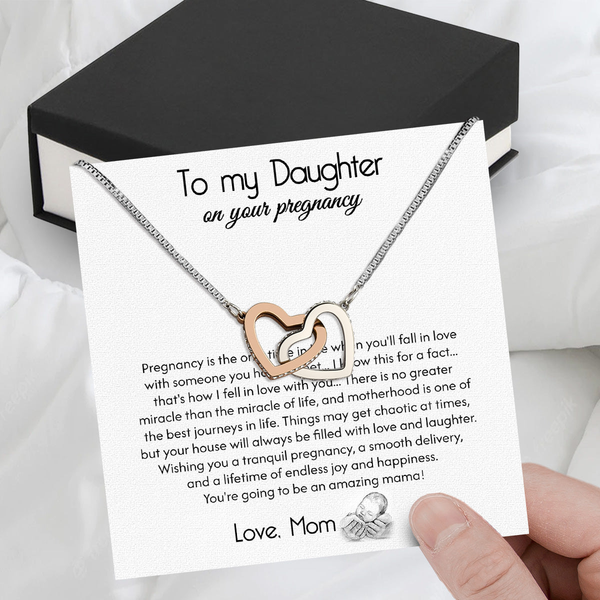 To My Daughter Necklace From Mom With Heartfelt Message Card, Jewelry For Daughter, Daughter Gift From Mom On Birthday, Wedding, Christmas, Graduation