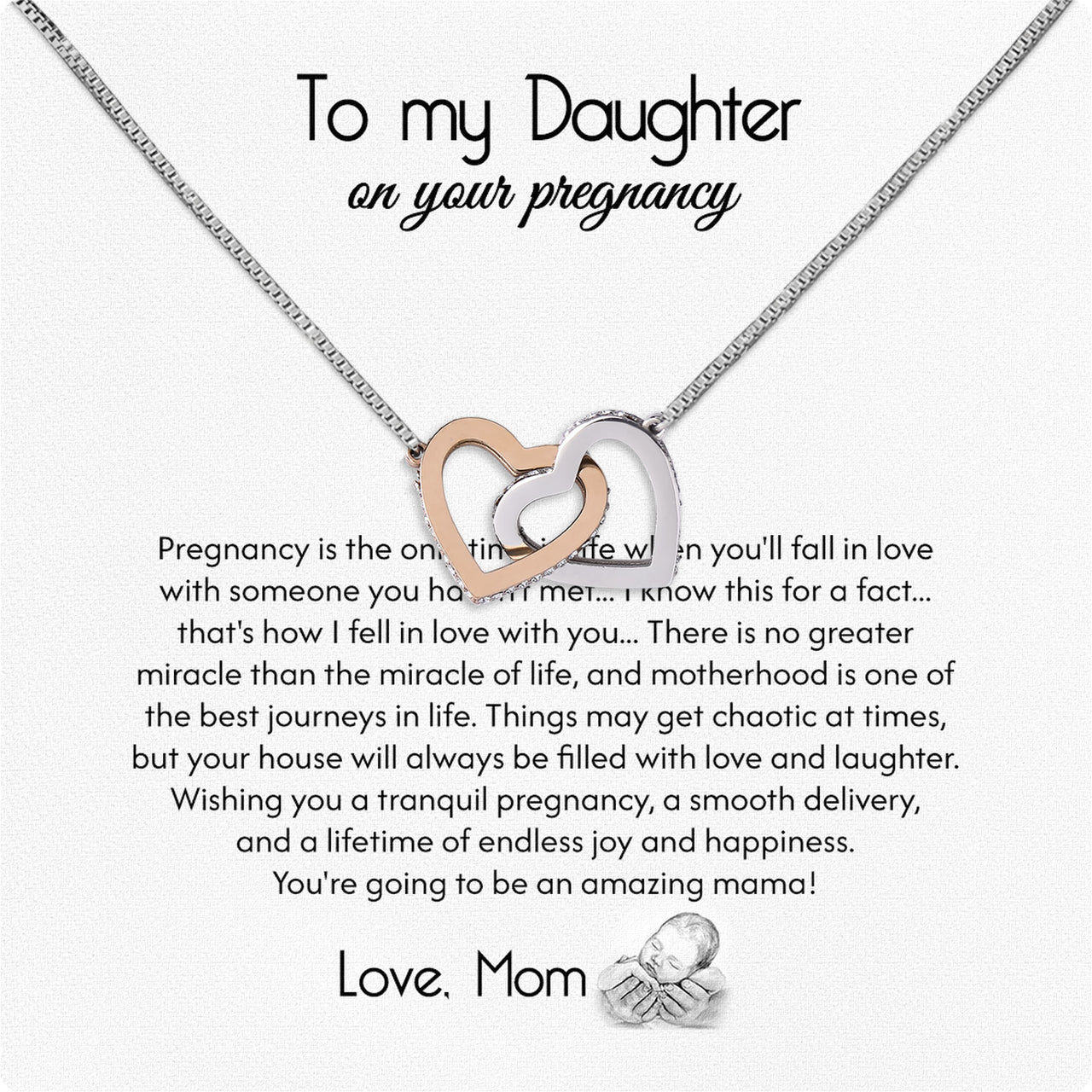 To My Daughter Necklace From Mom With Heartfelt Message Card, Jewelry For Daughter, Daughter Gift From Mom On Birthday, Wedding, Christmas, Graduation