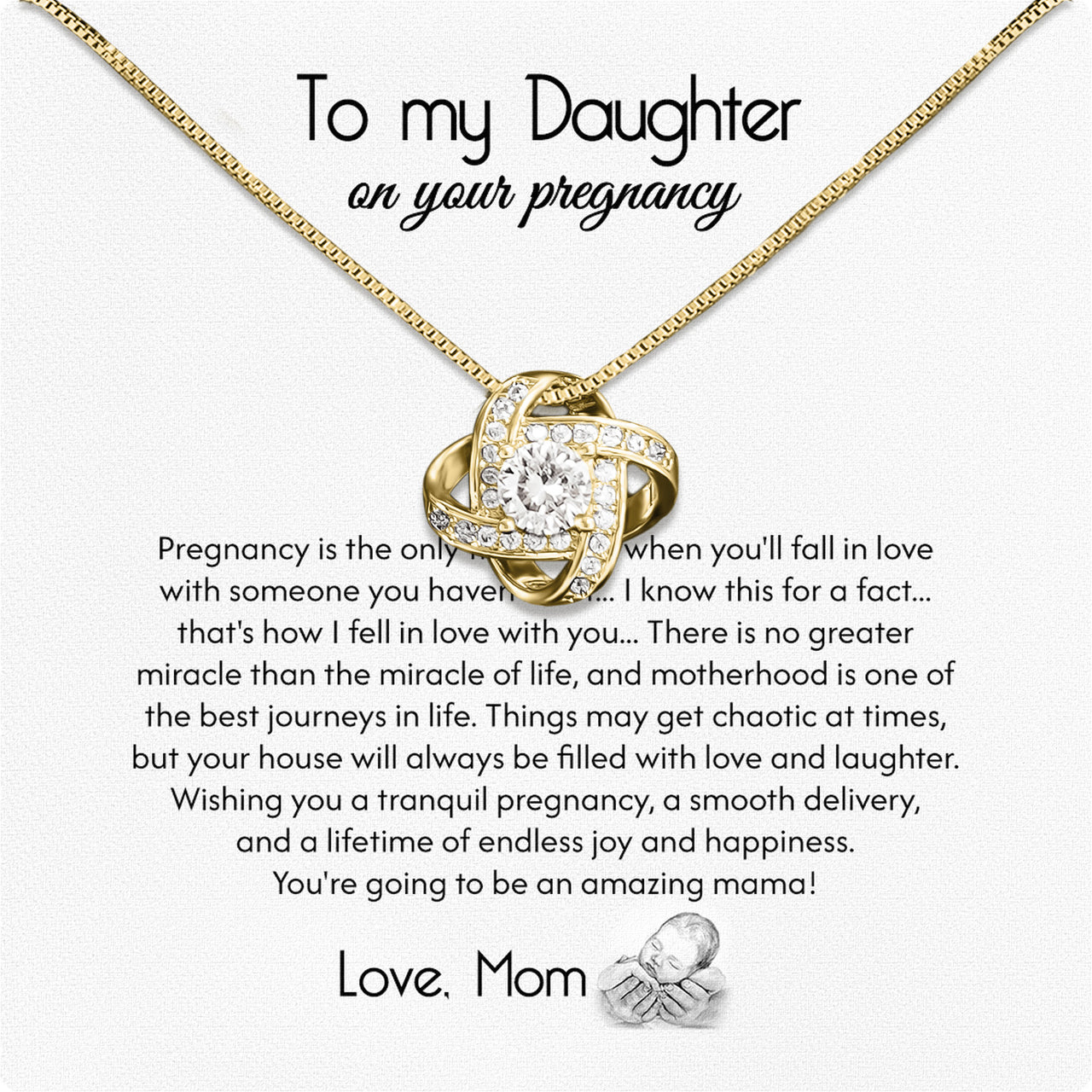 To My Daughter Necklace From Mom With Heartfelt Message Card, Jewelry For Daughter, Daughter Gift From Mom On Birthday, Wedding, Christmas, Graduation