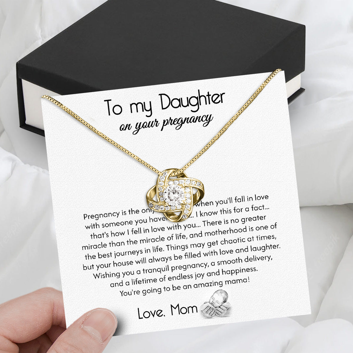 To My Daughter Necklace From Mom With Heartfelt Message Card, Jewelry For Daughter, Daughter Gift From Mom On Birthday, Wedding, Christmas, Graduation