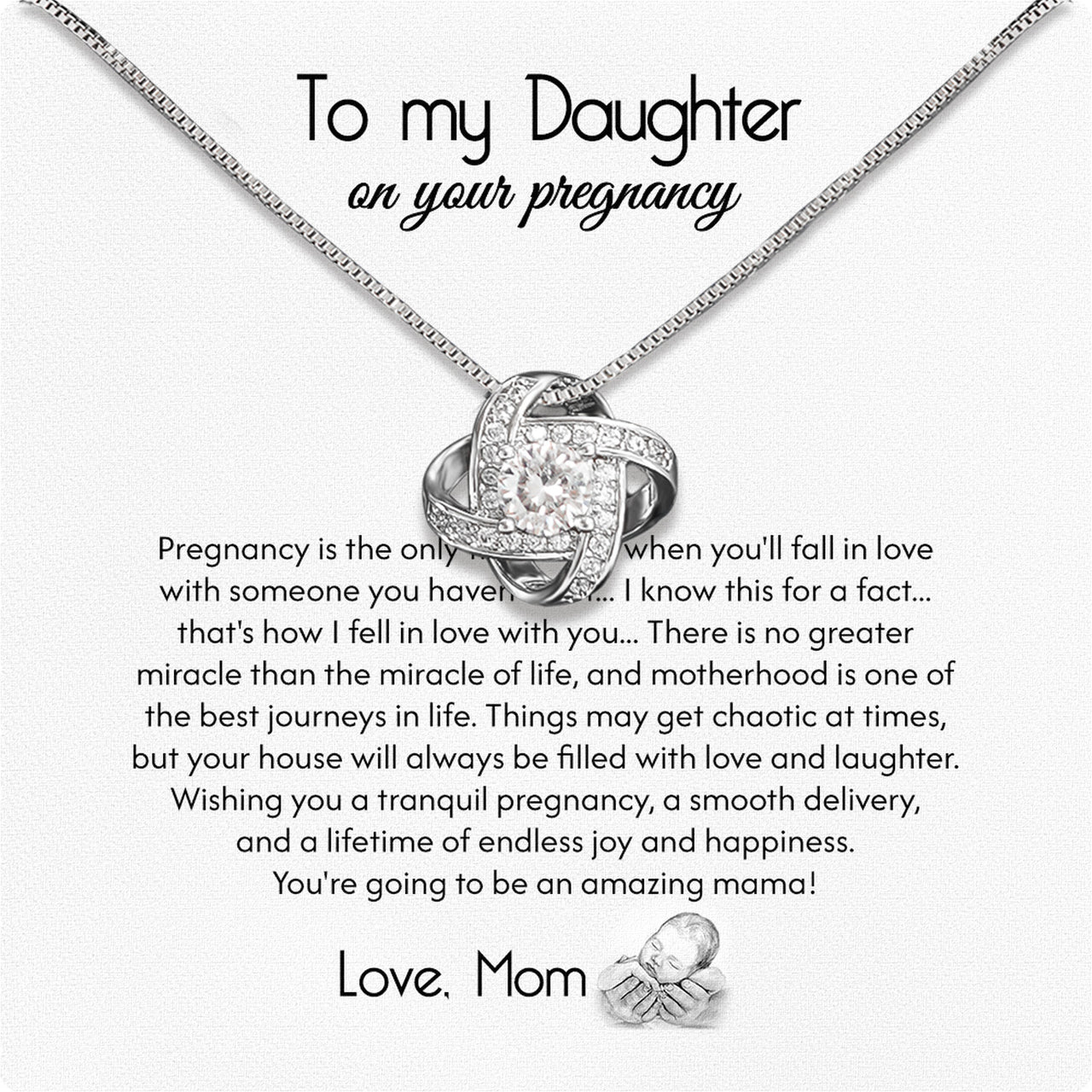 To My Daughter Necklace From Mom With Heartfelt Message Card, Jewelry For Daughter, Daughter Gift From Mom On Birthday, Wedding, Christmas, Graduation