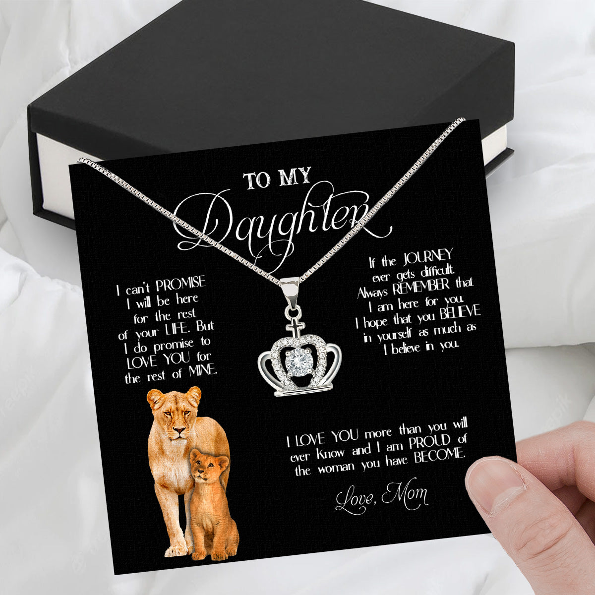 To My Daughter Necklace From Mom With Heartfelt Message Card, Jewelry For Daughter, Daughter Gift From Mom On Birthday, Wedding, Christmas, Graduation