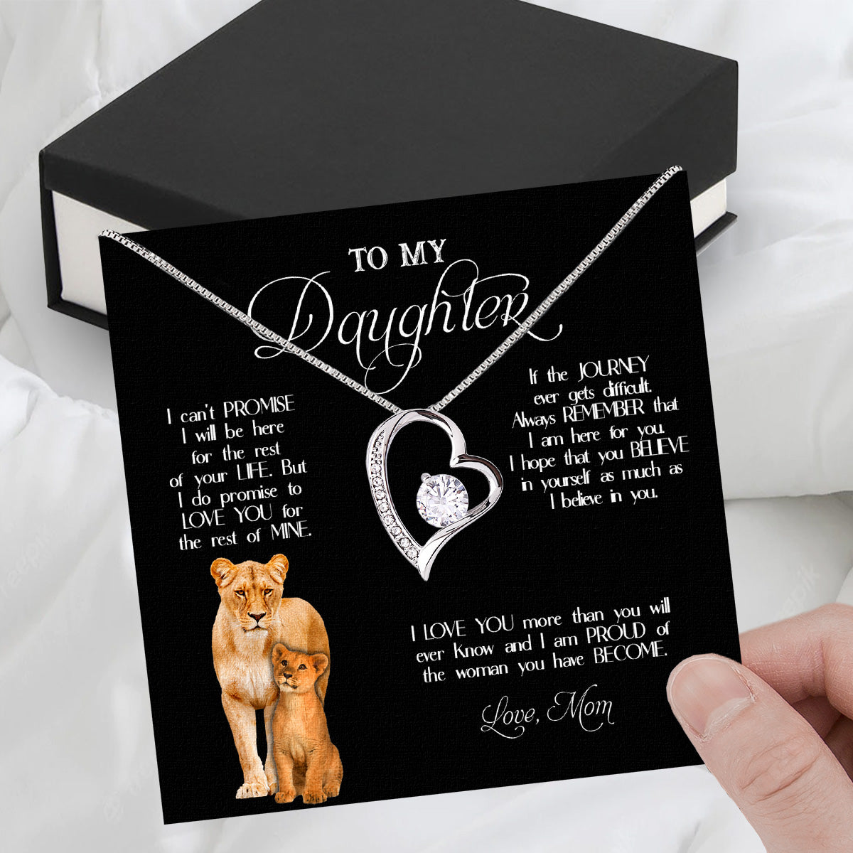 To My Daughter Necklace From Mom With Heartfelt Message Card, Jewelry For Daughter, Daughter Gift From Mom On Birthday, Wedding, Christmas, Graduation