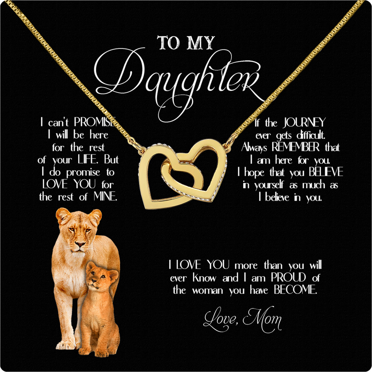 To My Daughter Necklace From Mom With Heartfelt Message Card, Jewelry For Daughter, Daughter Gift From Mom On Birthday, Wedding, Christmas, Graduation