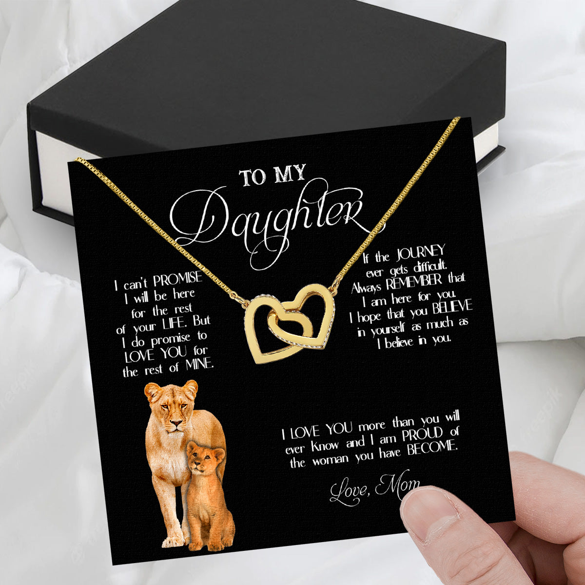 To My Daughter Necklace From Mom With Heartfelt Message Card, Jewelry For Daughter, Daughter Gift From Mom On Birthday, Wedding, Christmas, Graduation