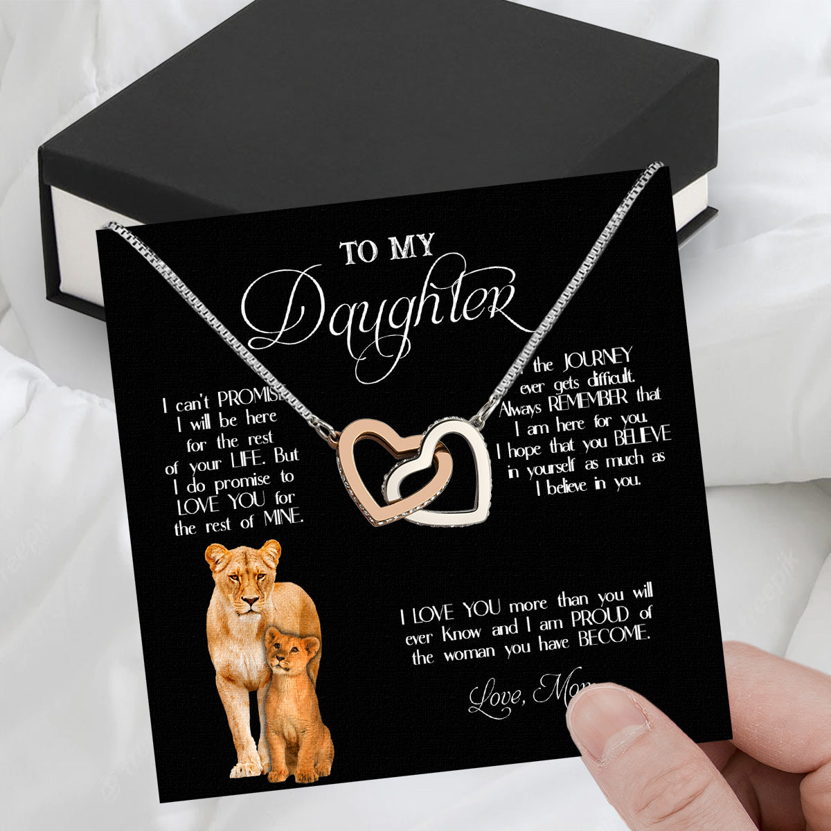 To My Daughter Necklace From Mom With Heartfelt Message Card, Jewelry For Daughter, Daughter Gift From Mom On Birthday, Wedding, Christmas, Graduation