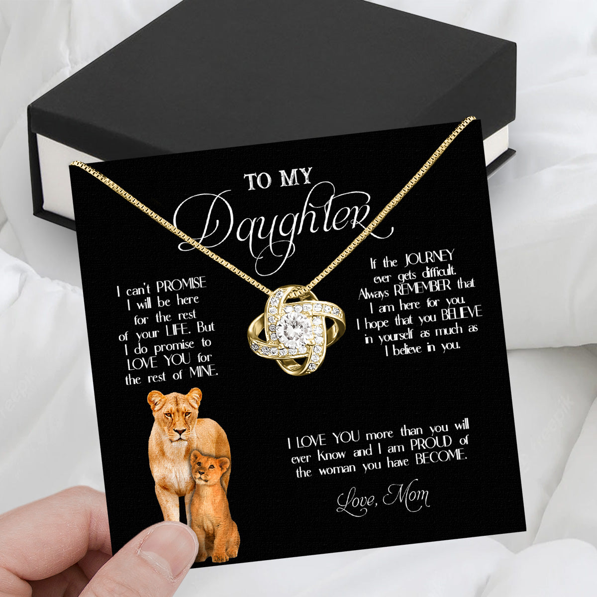 To My Daughter Necklace From Mom With Heartfelt Message Card, Jewelry For Daughter, Daughter Gift From Mom On Birthday, Wedding, Christmas, Graduation