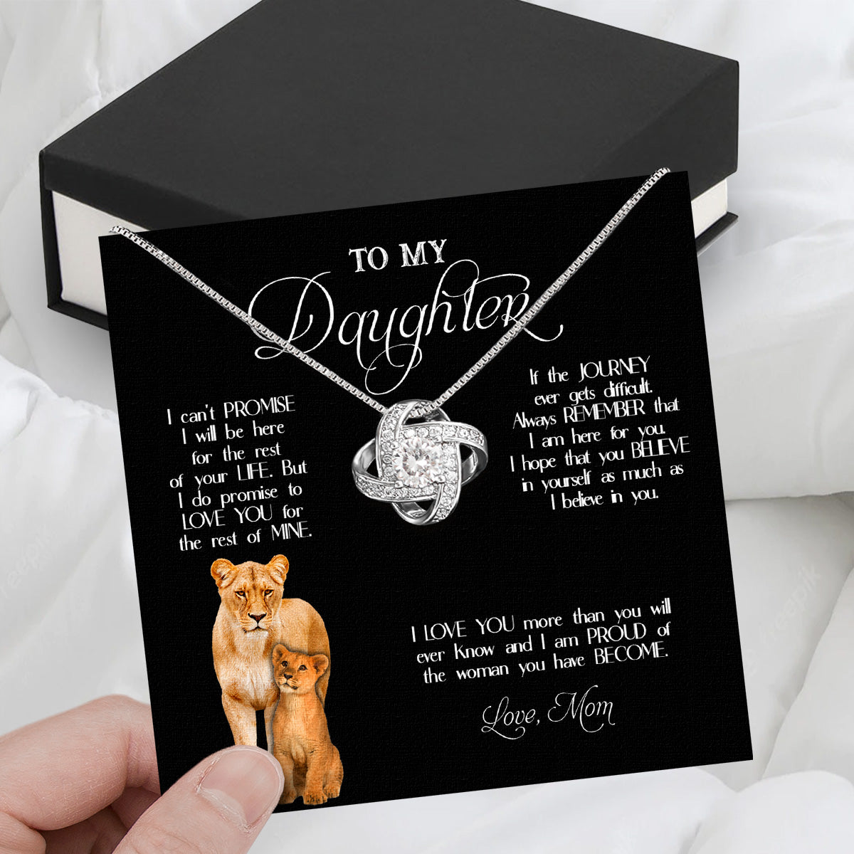 To My Daughter Necklace From Mom With Heartfelt Message Card, Jewelry For Daughter, Daughter Gift From Mom On Birthday, Wedding, Christmas, Graduation