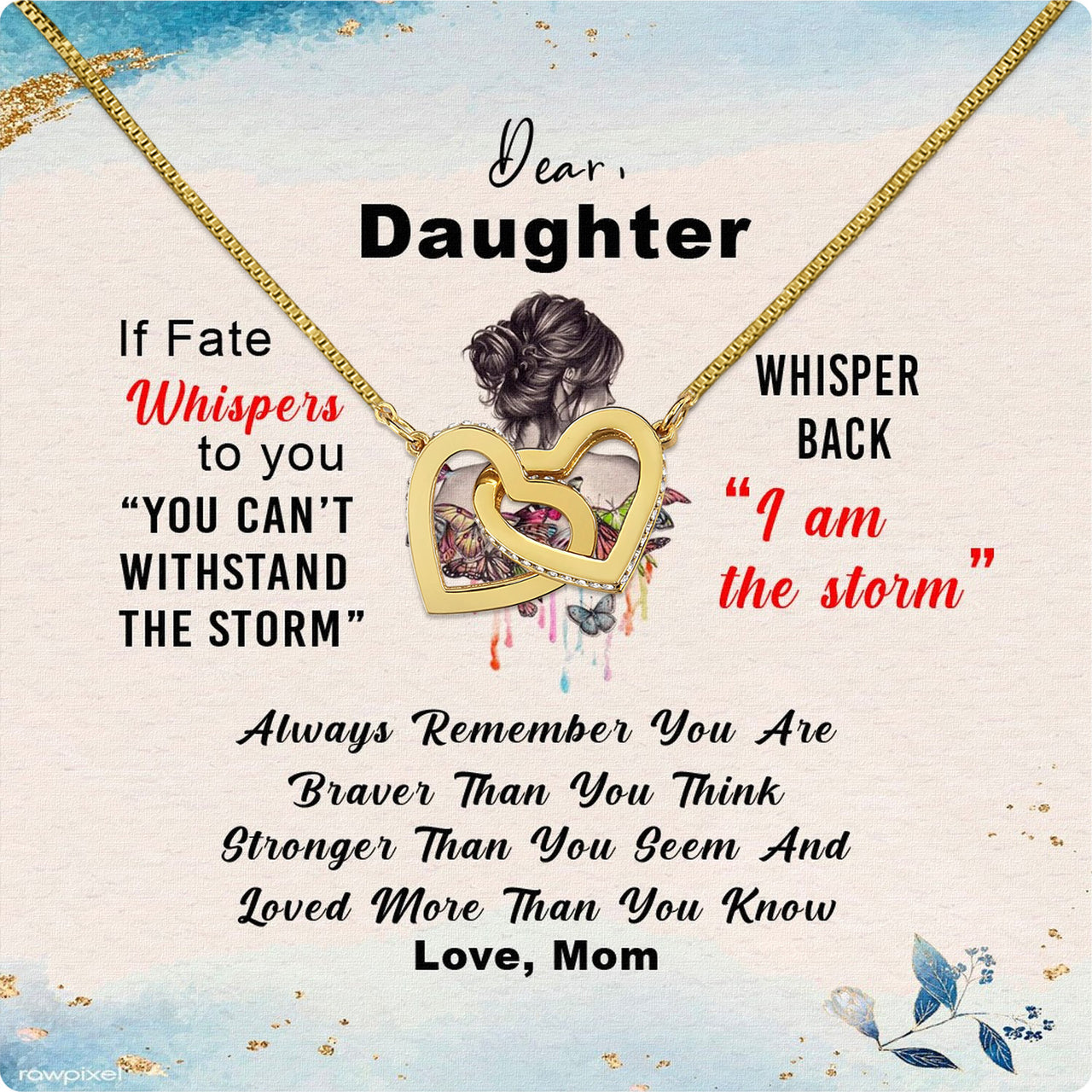 To My Daughter Necklace From Mom With Heartfelt Message Card, Jewelry For Daughter, Daughter Gift From Mom On Birthday, Wedding, Christmas, Graduation