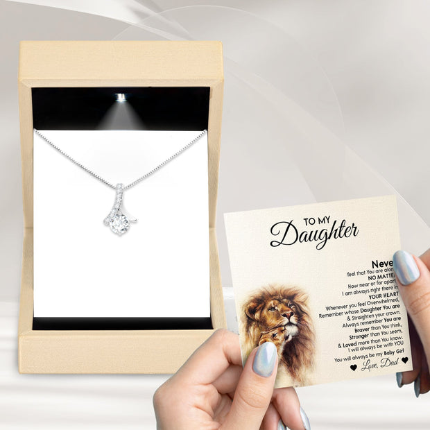 To My Daughter Necklace From Dad With Message Card - Straighten Your Crown